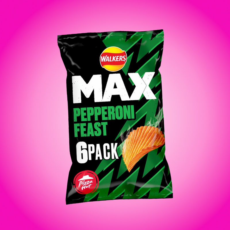 Multi Pack Walkers Max Pizza Hut Pepperoni Feast Crisps 6 x 27g