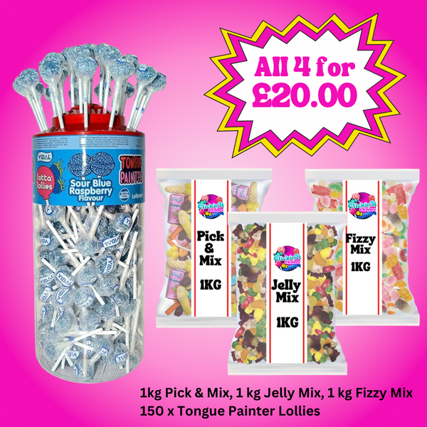 1KG Jelly Mix, 1KG Pick & Mix, 1KG Fizzy Mix + 150 Vidal Loads of Lollies